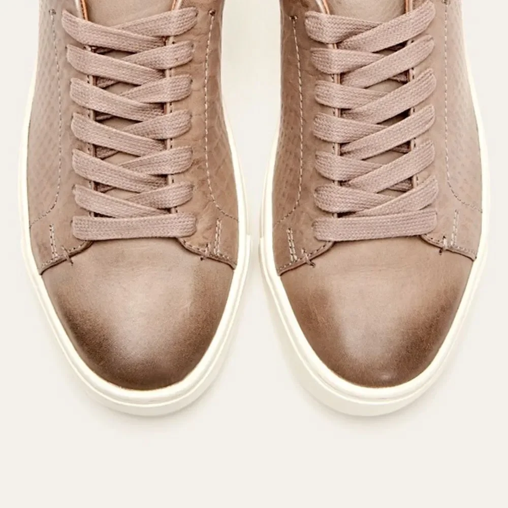 FRYE Ivy Low Lace Leather Embossed Sneakers